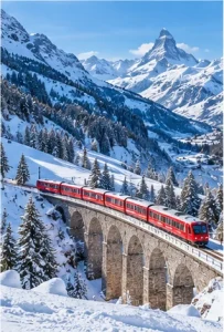 AI-generated illustration: eu express swiss alpine rail