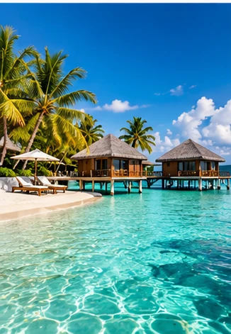 AI concept illustration: express tropical island resort.