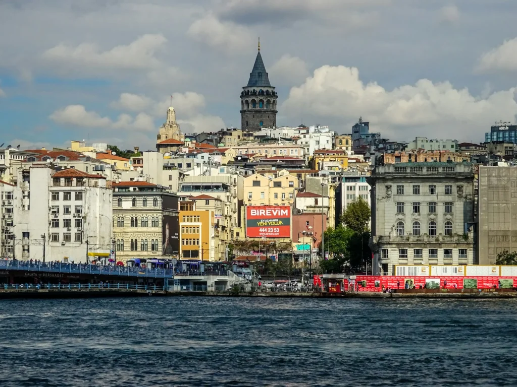 Galata tower and istanbul cityscape across the water
