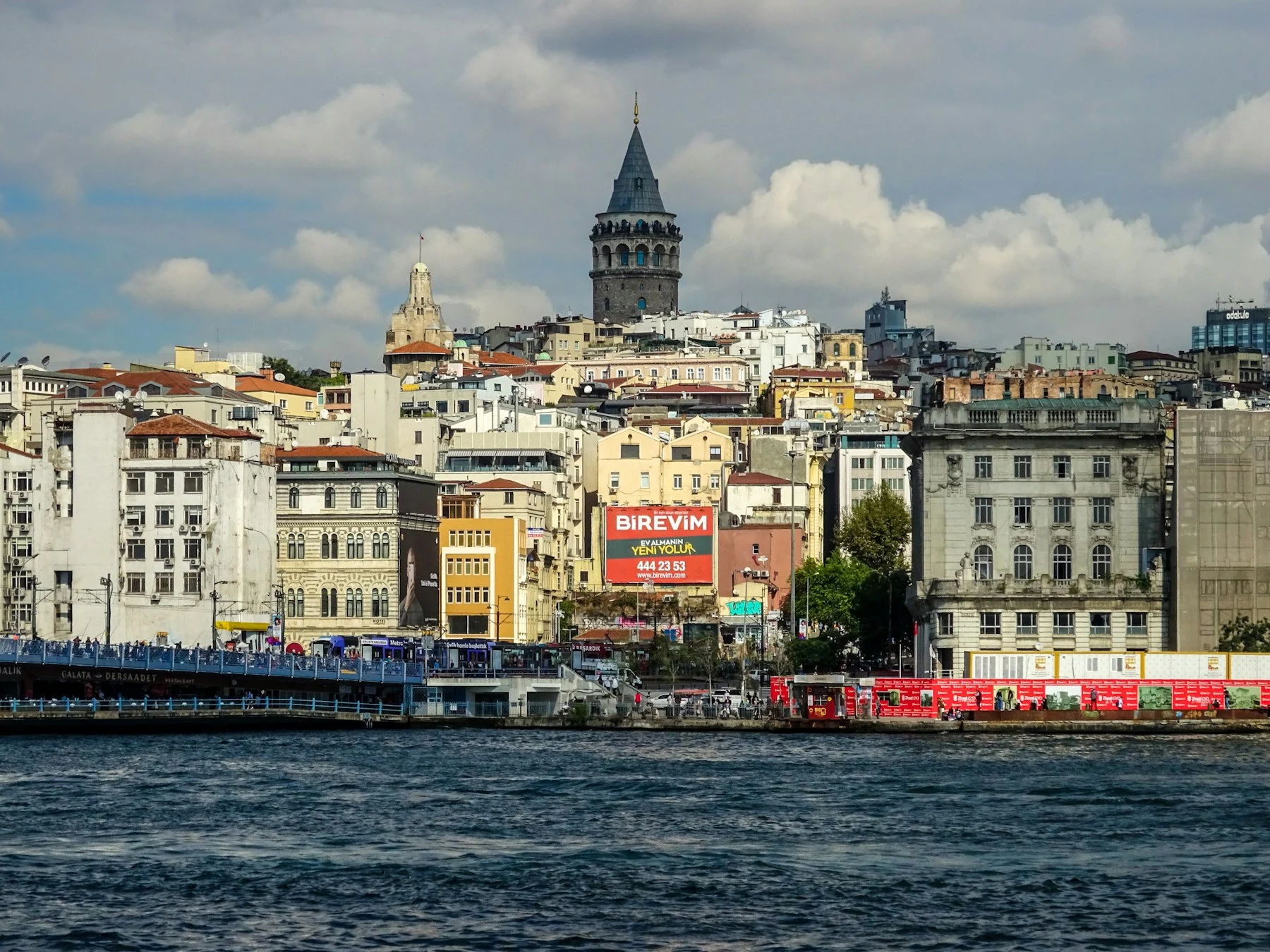 Galata tower and istanbul cityscape across the water